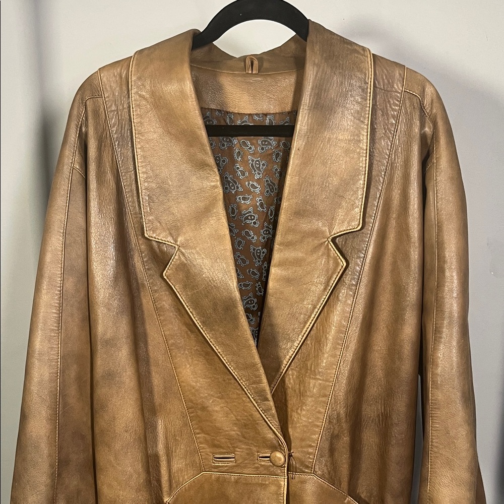 Vintage Peruzzi Italian Leather Coat Jacket Size 42